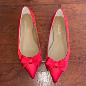 SHOES OF PREY red bow tie flats